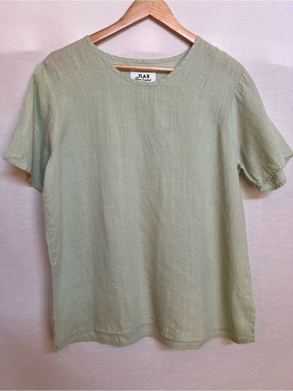 FLAX Pale Green Linen Short-Sleeve Tee
